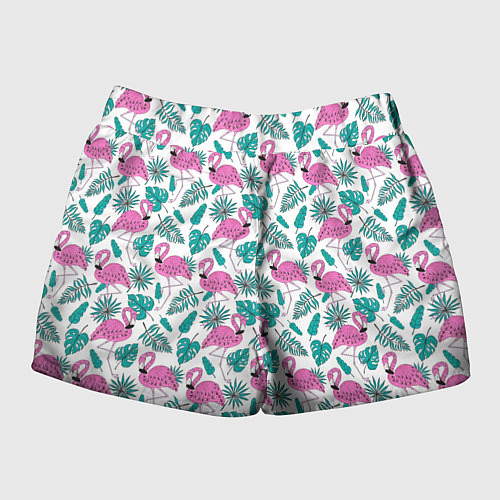 Женские шорты Тропический розовый фламинго / 3D-принт – фото 2