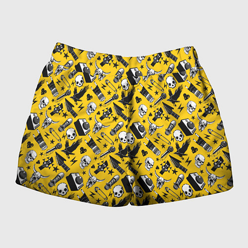 Женские шорты Музыкальный рокенрольный узор / 3D-принт – фото 2