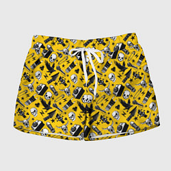 Шорты женские Музыкальный рокенрольный узор, цвет: 3D-принт
