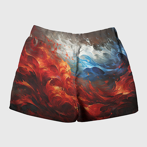 Женские шорты Абстрактный белый синий красный дым / 3D-принт – фото 2