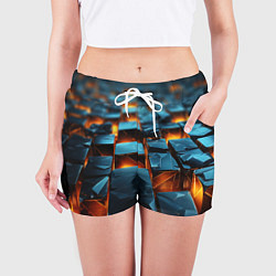 Шорты женские Темные плитки в лаве, цвет: 3D-принт — фото 2