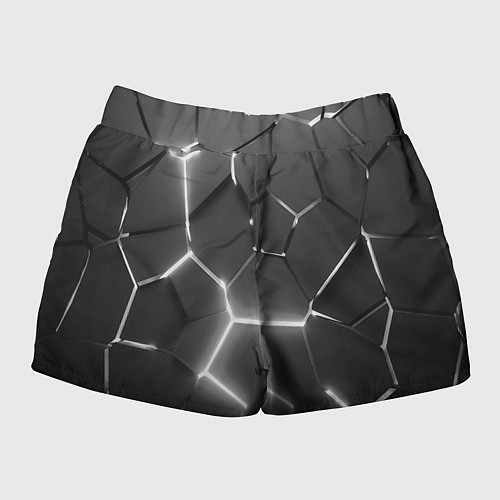 Женские шорты Чёрные плиты разломы броня / 3D-принт – фото 2