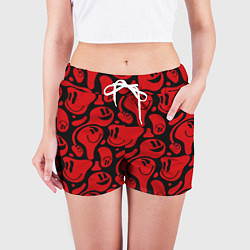 Шорты женские Красные смайлы, цвет: 3D-принт — фото 2