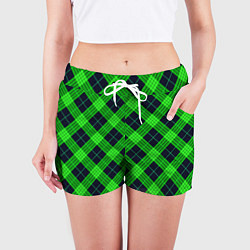 Шорты женские Шотландка сине-зелёный, цвет: 3D-принт — фото 2