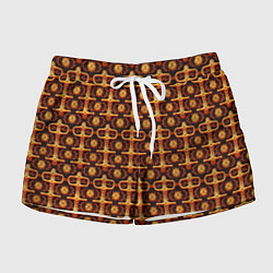 Шорты женские Оранжевый деревянный абстрактный паттерн, цвет: 3D-принт