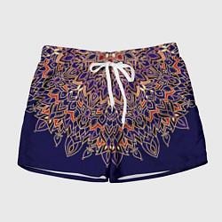 Женские шорты Мандала сине-оранжевый
