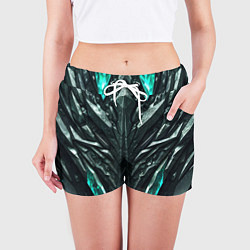 Шорты женские Зелёная малахитовая броня, цвет: 3D-принт — фото 2