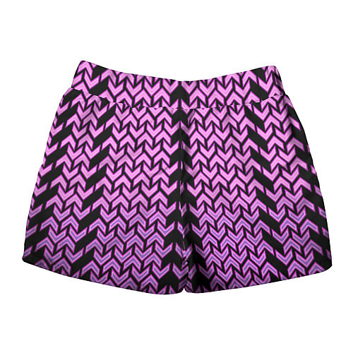 Женские шорты Розовые галки на чёрном фоне киберпанк / 3D-принт – фото 2