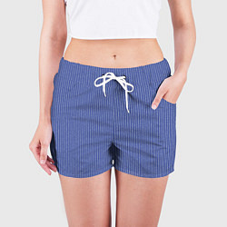 Шорты женские Фиолетово-синий крайола в полоску, цвет: 3D-принт — фото 2