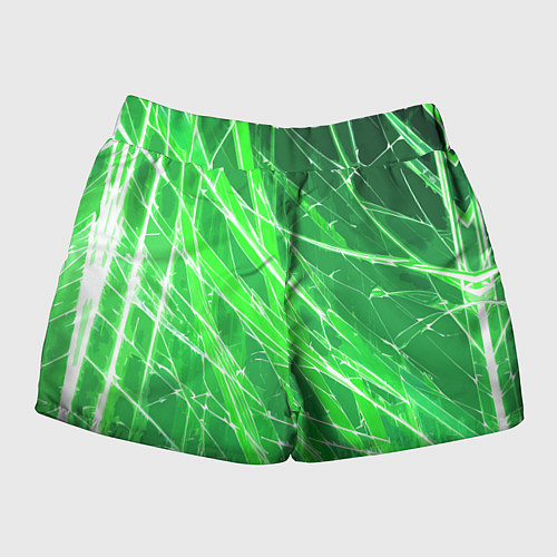 Женские шорты Белые линии на зелёном фоне / 3D-принт – фото 2
