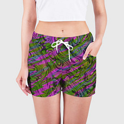 Шорты женские Фиолетовые узоры, цвет: 3D-принт — фото 2