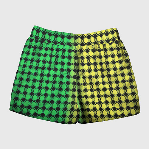 Женские шорты Зелёные восьмиугольники и чёрные ромбы / 3D-принт – фото 2