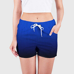 Шорты женские Полосатый градиент сине-чёрный, цвет: 3D-принт — фото 2