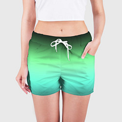 Шорты женские Градиент изумрудно-чёрный, цвет: 3D-принт — фото 2