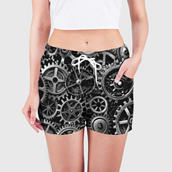 Шорты женские Стимпанк стальные механизмы паттерн, цвет: 3D-принт — фото 2