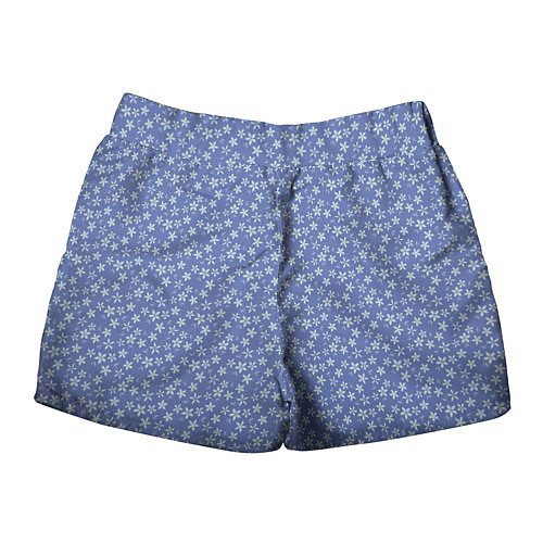 Женские шорты Светло-синий цветочный / 3D-принт – фото 2