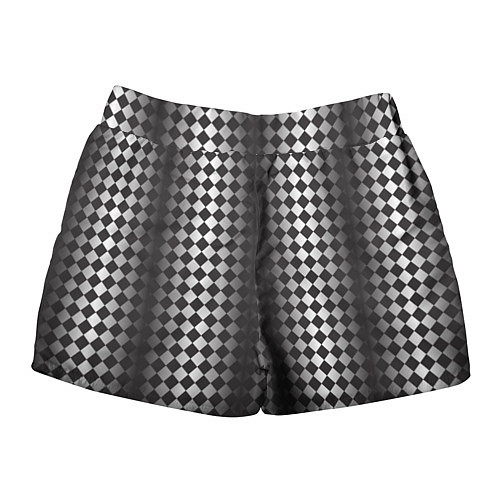 Женские шорты Паттерн черных и белых квадратов / 3D-принт – фото 2