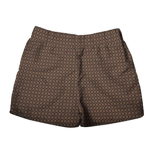 Женские шорты Чёрно-коричневый паттерн узоры / 3D-принт – фото 2
