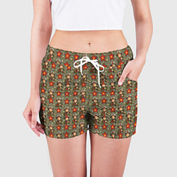 Шорты женские 9 мая солдаты паттерн, цвет: 3D-принт — фото 2