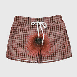 Шорты женские Кубические фрагменты телесного цвета с отверстием, цвет: 3D-принт