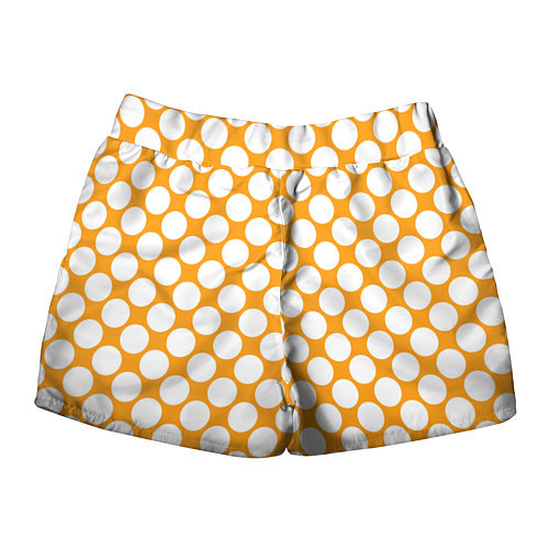 Женские шорты Жёлтый в белый крупный горошек / 3D-принт – фото 2