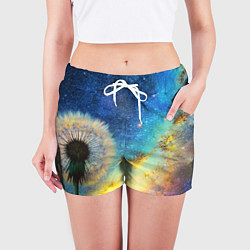 Шорты женские Одуванчик и космос, цвет: 3D-принт — фото 2
