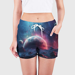 Шорты женские Фантастика космос и планета, цвет: 3D-принт — фото 2