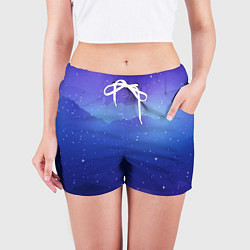 Шорты женские Синий космос и звезды, цвет: 3D-принт — фото 2