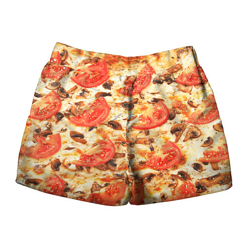 Женские шорты Пицца с грибами и томатом - текстура / 3D-принт – фото 2