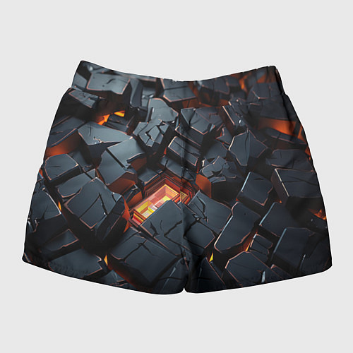 Женские шорты Черные камни с разломами / 3D-принт – фото 2