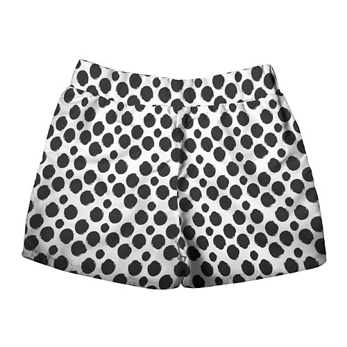 Женские шорты Гороховый тренд черный на белом фоне / 3D-принт – фото 2