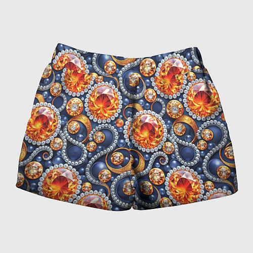 Женские шорты Ювелирные украшение с золотом и бриллиантом паттер / 3D-принт – фото 2
