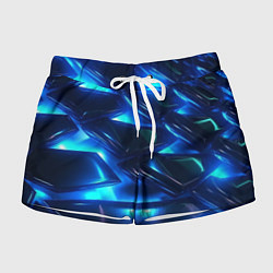 Шорты женские Синие абстрактные неоновые плиты, цвет: 3D-принт