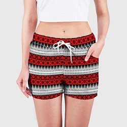 Шорты женские Норвежский узор с деревьями и цветками, цвет: 3D-принт — фото 2