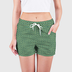 Шорты женские Изумрудный волнистые линии, цвет: 3D-принт — фото 2