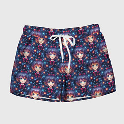 Шорты женские Аниме девочка с бантиком на голове, цвет: 3D-принт