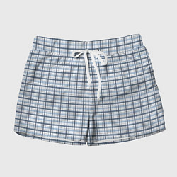 Женские шорты Светлый бело-синий паттерн клетчатый