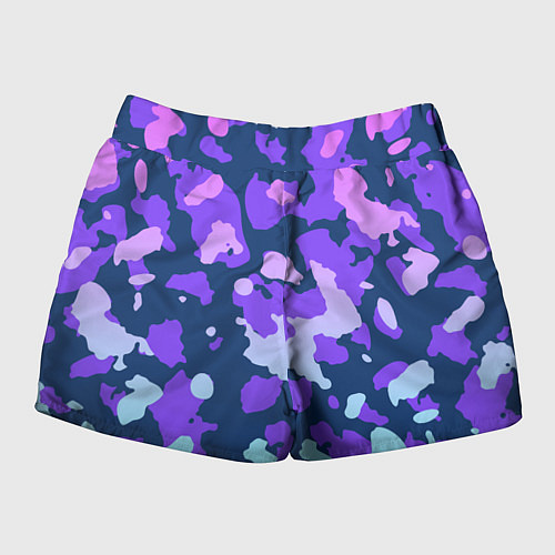 Женские шорты Паттерн с розовыми фиолетовыми и голубыми пятнами / 3D-принт – фото 2