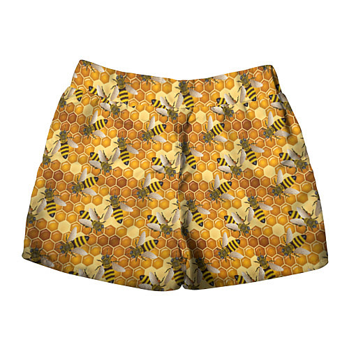 Женские шорты Соты со пчелами / 3D-принт – фото 2