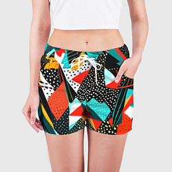Шорты женские Abstract patchwork - ai art, цвет: 3D-принт — фото 2