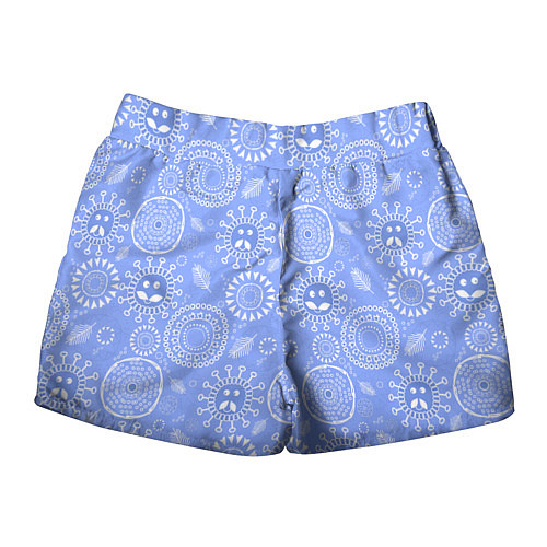 Женские шорты Синие цветочные рожицы / 3D-принт – фото 2