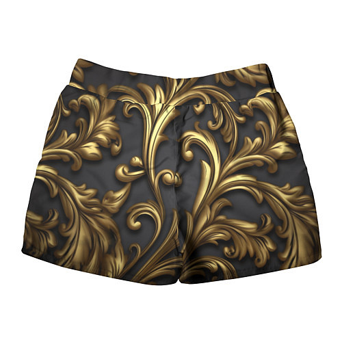 Женские шорты Яркие золотые объемные узоры / 3D-принт – фото 2