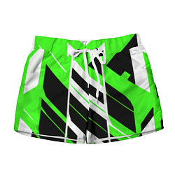 Женские шорты Black and green stripes on a white background