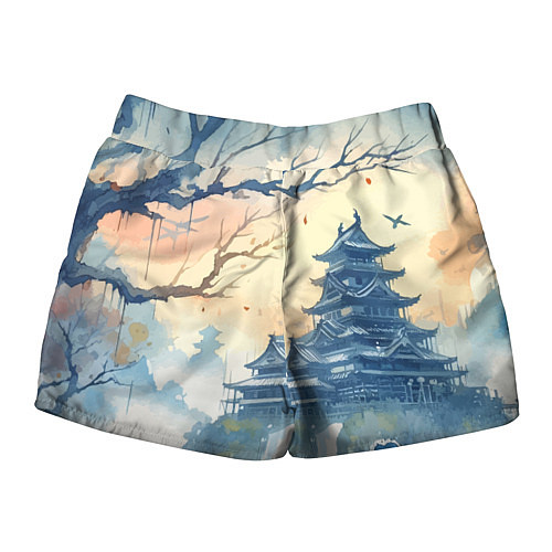 Женские шорты Japanese landscape - watercolor / 3D-принт – фото 2