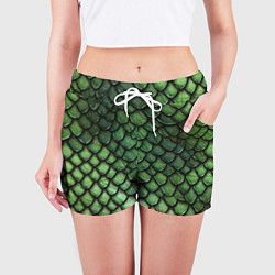 Шорты женские Зеленые чешуйки, цвет: 3D-принт — фото 2