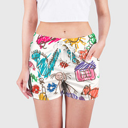 Шорты женские Детский принт, цвет: 3D-принт — фото 2