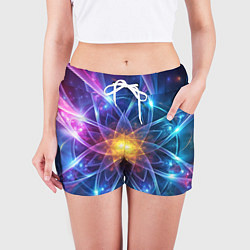 Шорты женские Космический закрученный узор-лотос: энергия вселен, цвет: 3D-принт — фото 2