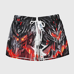 Женские шорты Красная каменная абстракция и белая полоса