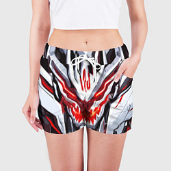 Шорты женские Абстрактный красный кибер демон, цвет: 3D-принт — фото 2