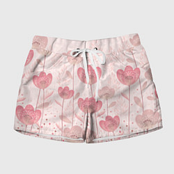 Шорты женские Абстрактные цветы в розовом, цвет: 3D-принт
